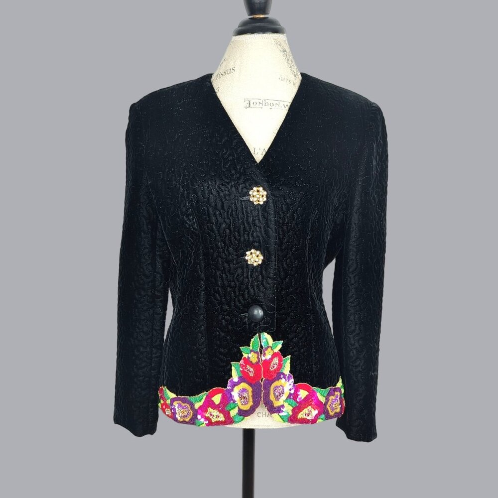 Vintage Formal Jacket Medium Rick Freeman Black Velvet Party Cocktail